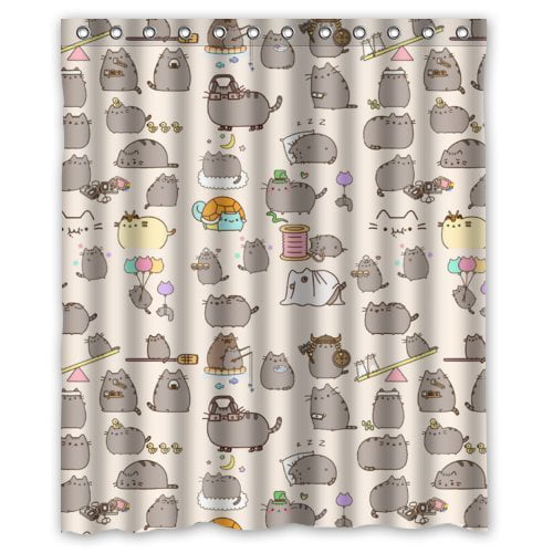 Cute Funny Cats Shower Curtain Liner Waterproof Fabric Bathroom Decor Mat Hooks